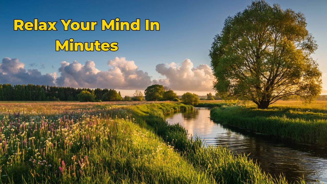 Relaxing Nature Scenery | Peaceful River & Wildflower Meadow