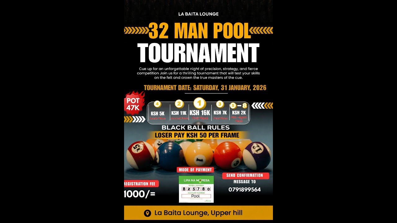 LA BAITA 32 MAN POOL TOURNAMENT- 31/01/2026