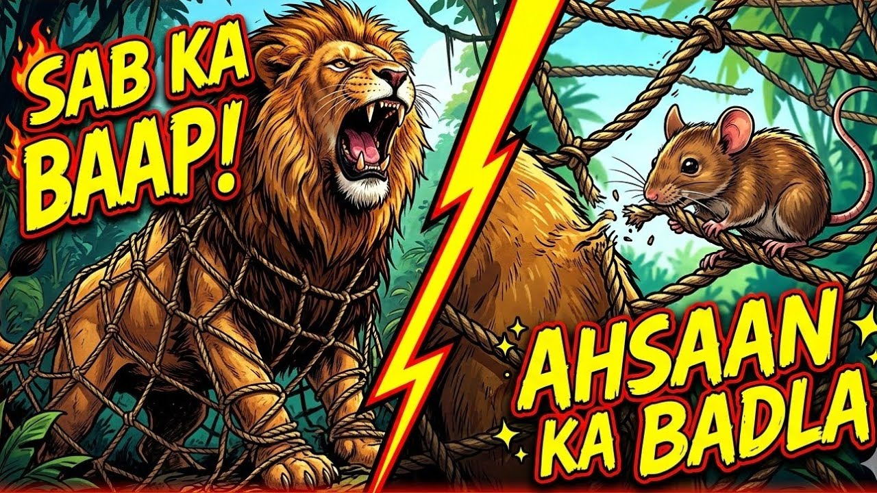 शेर और चूहा | Lion & The Mouse in Hindi | Sher Aur Chuha | Hindi Kahani | Moral Stories |Hindi Story
