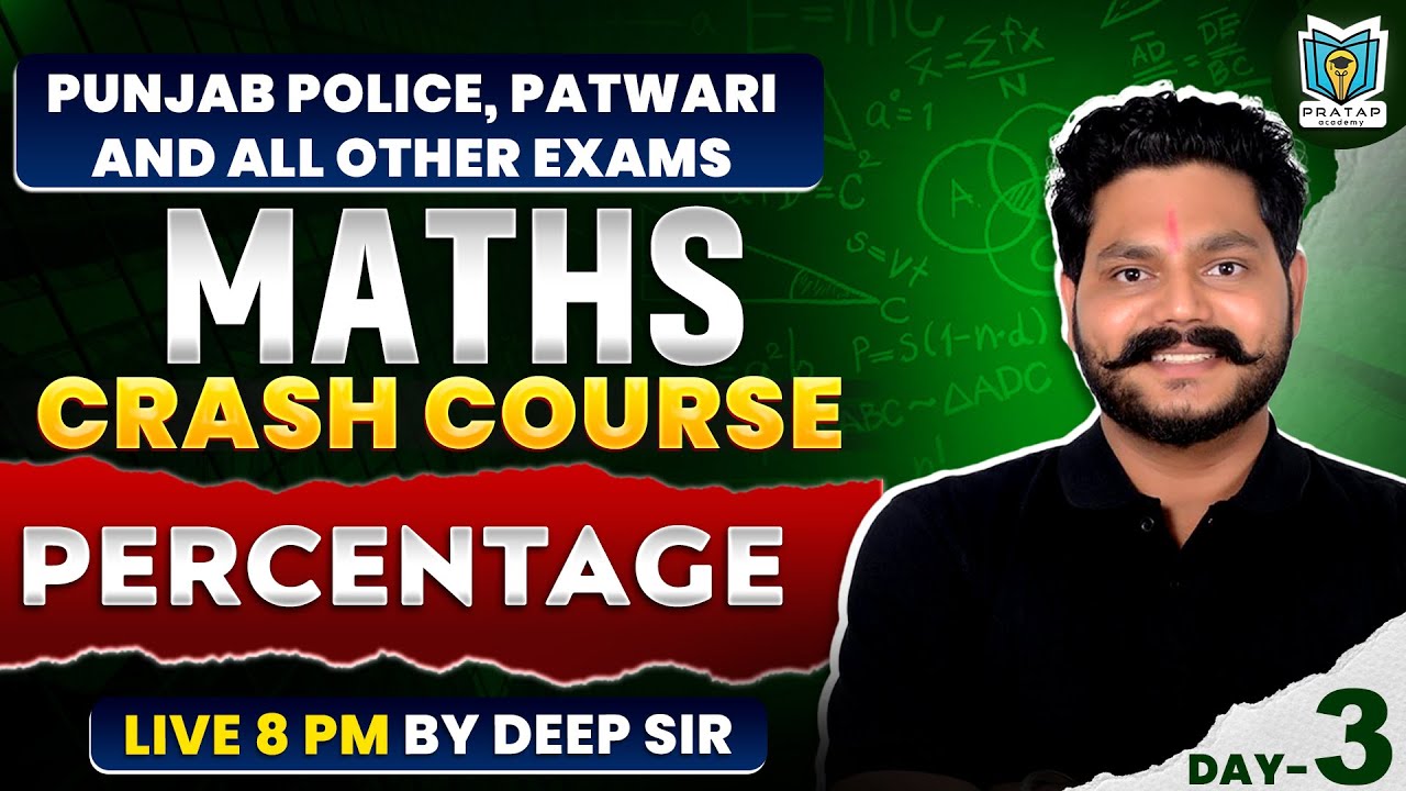 Percentage Pyq's For Punjab Police, Patwari | Maths Crash Course |  Maths By Deep Sir | #3