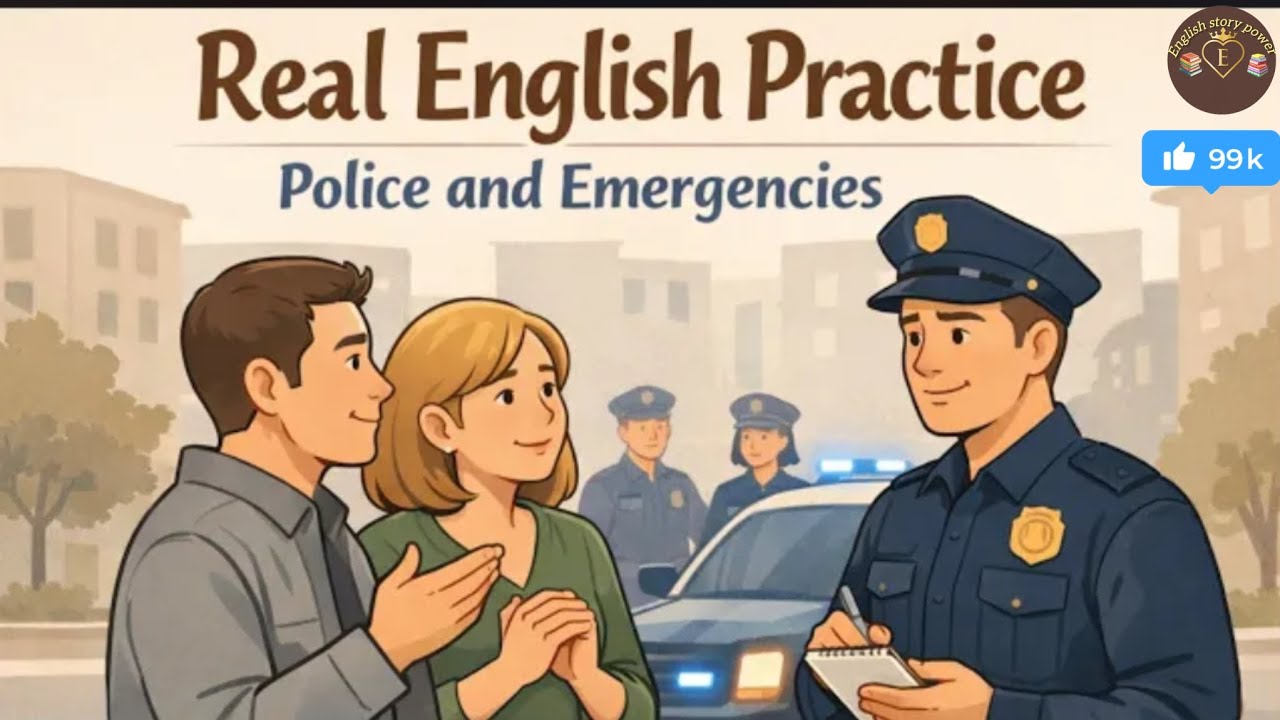 Talk to the police in english ⭐ Real life Emergency English story power 