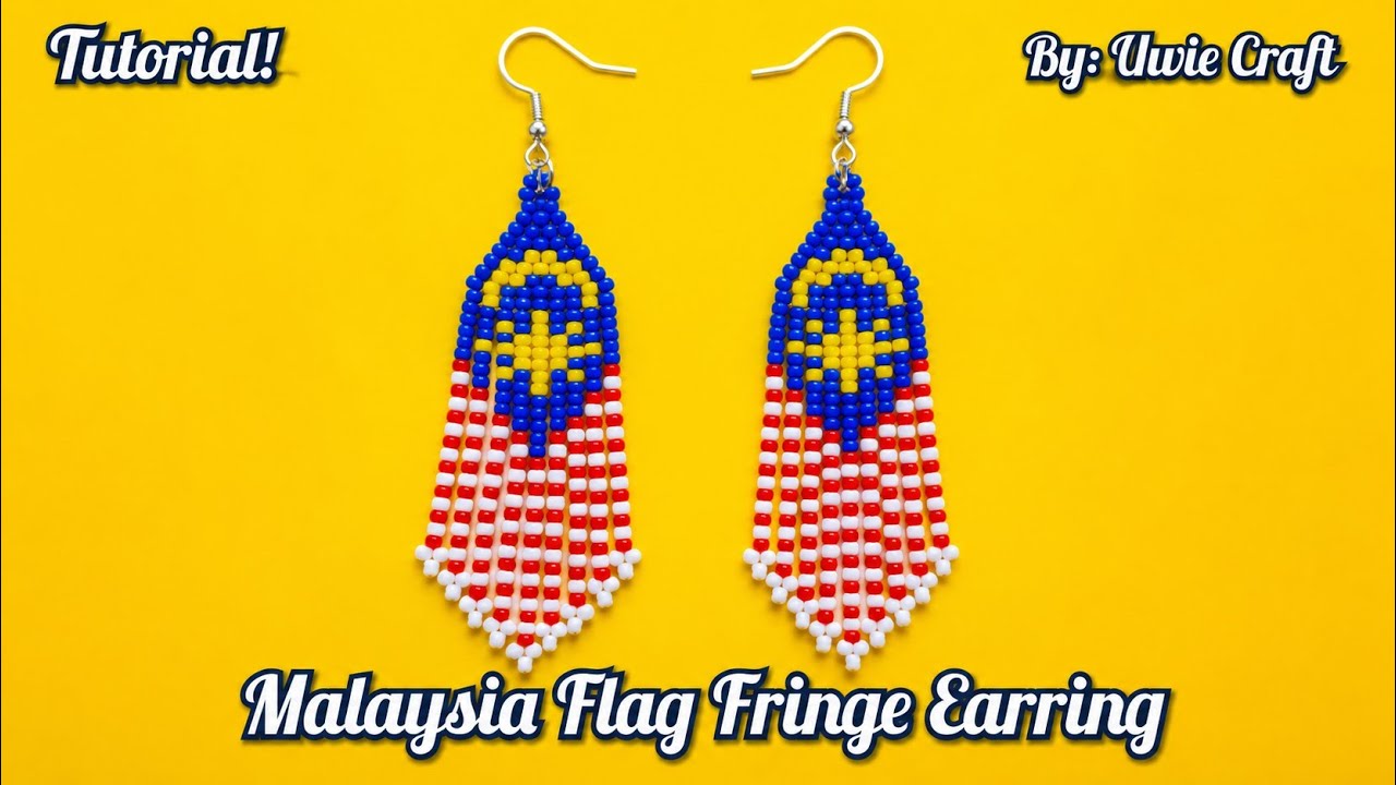 Beading Tutorial: How to Make Malaysia Flag Fringe Earring//Anting Juntai Bendera Malaysia 🇲🇾