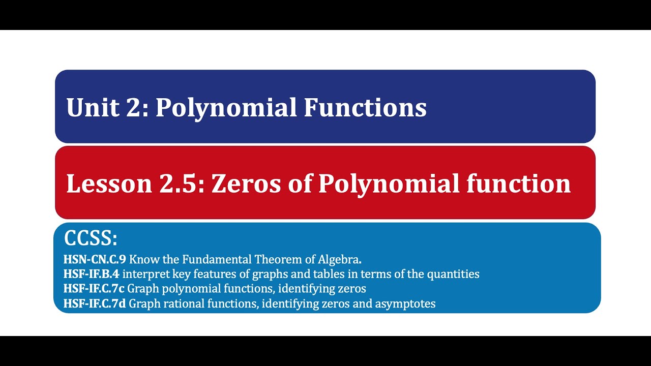 Grade 10 Lesson 2.5: Zeros of Polynomial function