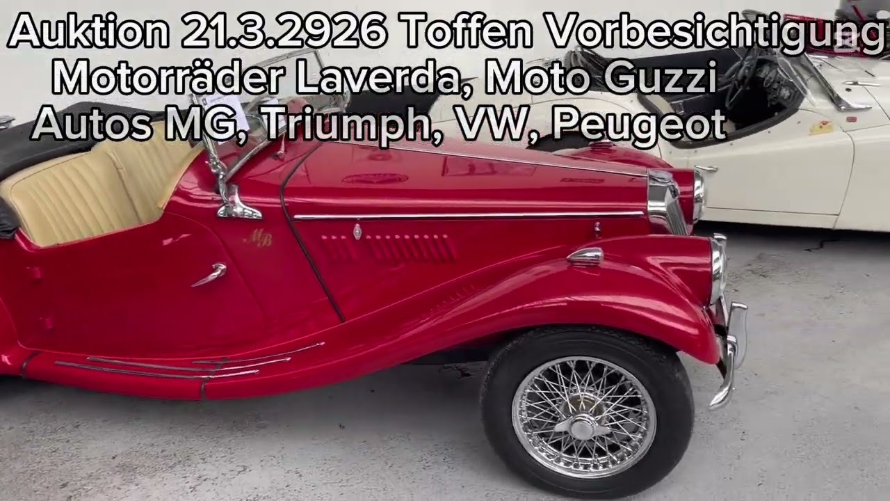 Vorbesichtigung Teil 2 Auktion 21.3.2926 Toffen Motorräder Laverda Moto Guzzi MG Triumph VW Peugeot 