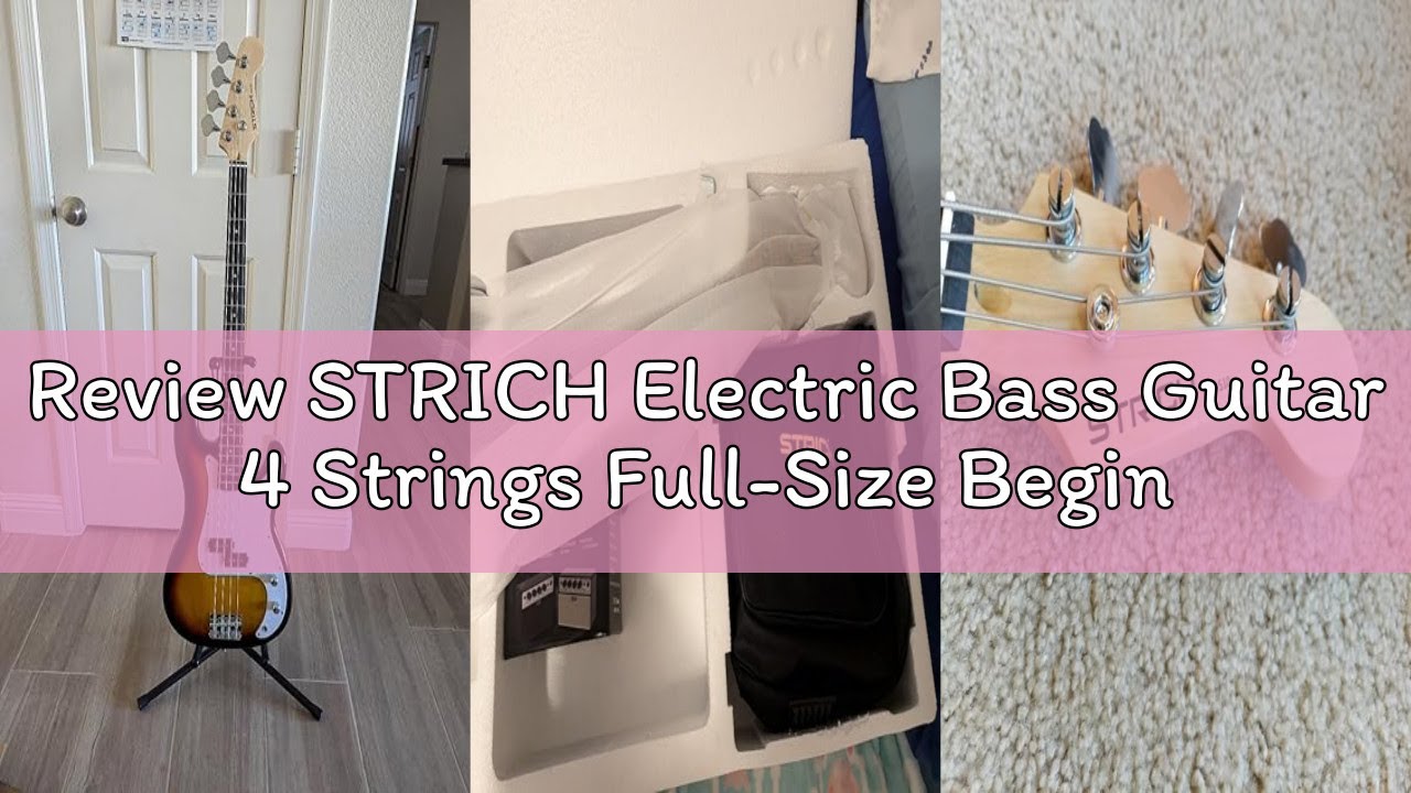 Review STRICH Electric Bass Guitar 4 Strings Full-Size Beginner Kit, Standard Bass for Starter with