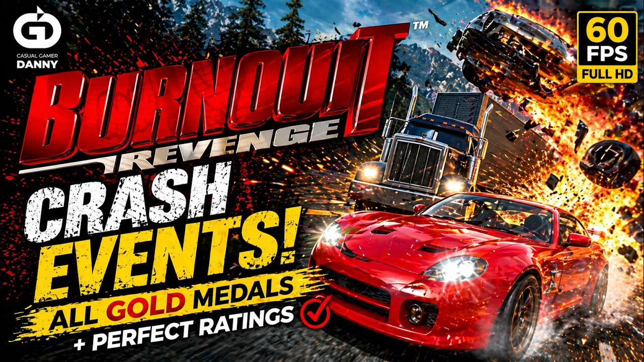 Burnout Revenge - Crash Events: Compilation | All Gold Medals + Perfect Ratings (1080p@60fps)