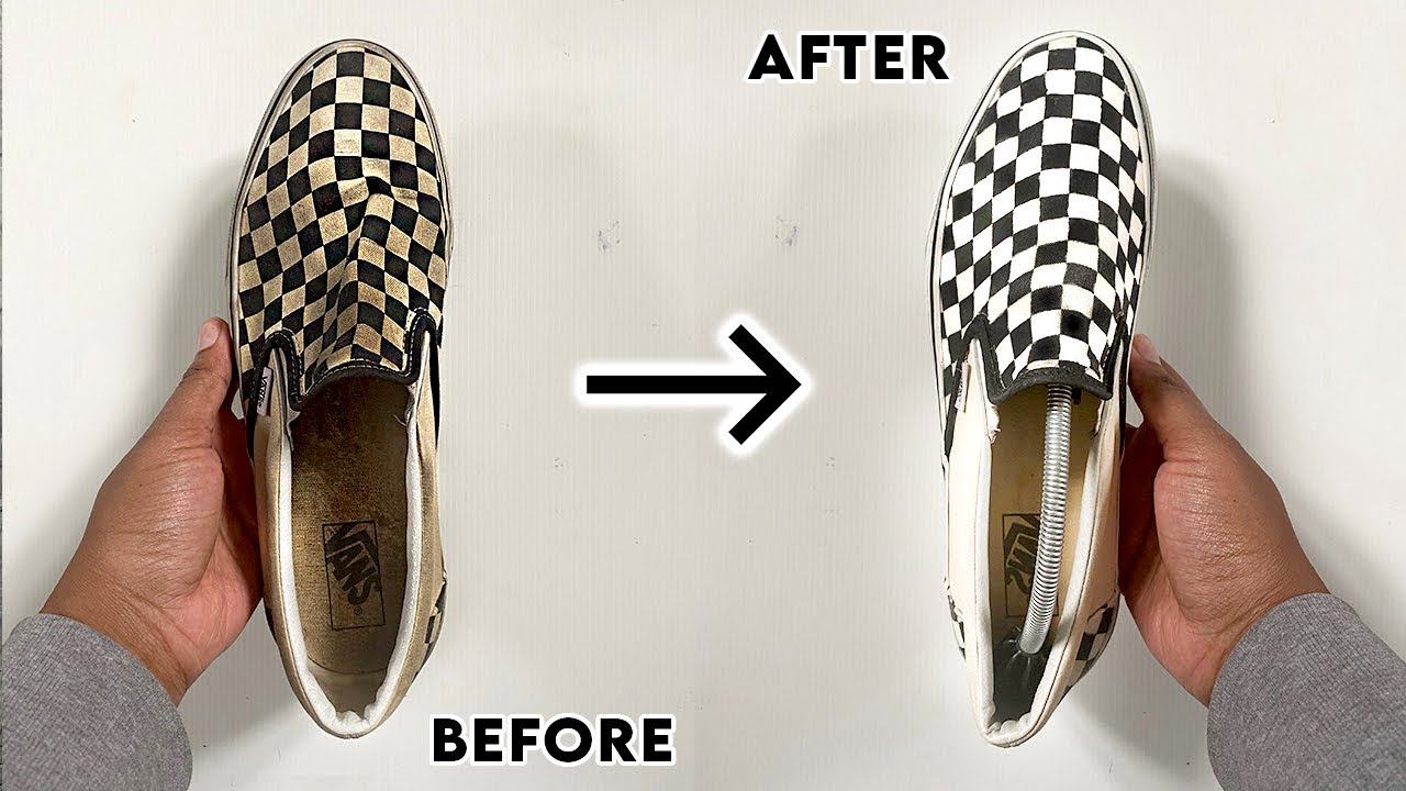 HOW TO CLEAN & RESTORE VANS CHECKERED SLIP ONS AT HOME  | 2021