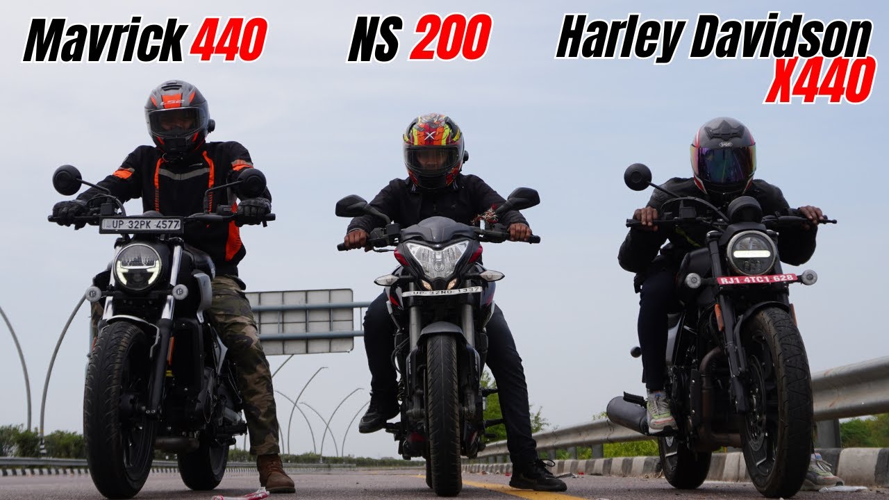 Hero Mavrick 440 vs Harley Davidson X440 vs Pulsar NS200 Drag Race