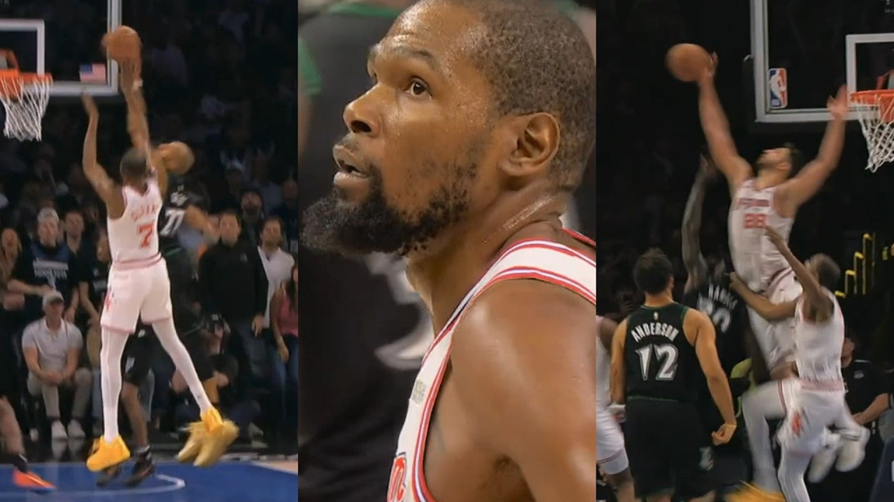 Руди Гобер блокирует удар Кевина Дюранта, а затем Альперен Сенгун совершает невероятный блок, что...