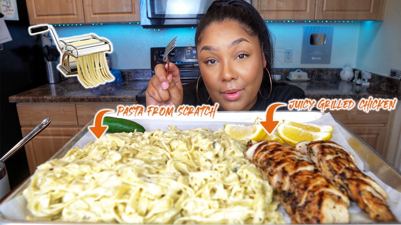 MAKE THIS FOR DINNER TONIGHT! SCRATCH MADE PASTA WITH JUICY CHICKEN | RECIPE + MUKBANG