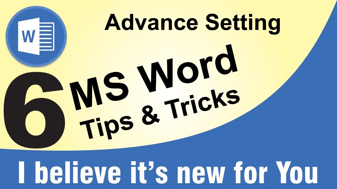 6 tips and tricks in ms word || advance setting in ms word 2016