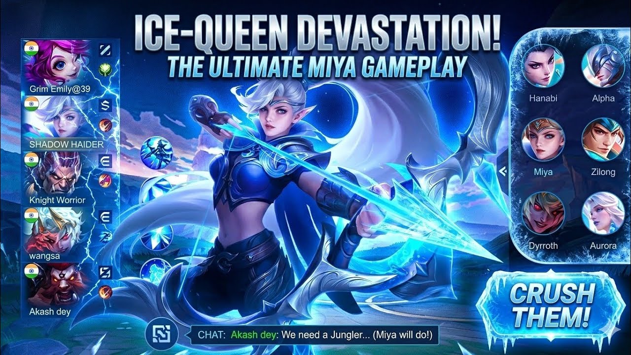 33 KILLS ICE QUEEN MIYA ❄️ Enemies Destroyed | Epic Gameplay | MLBB