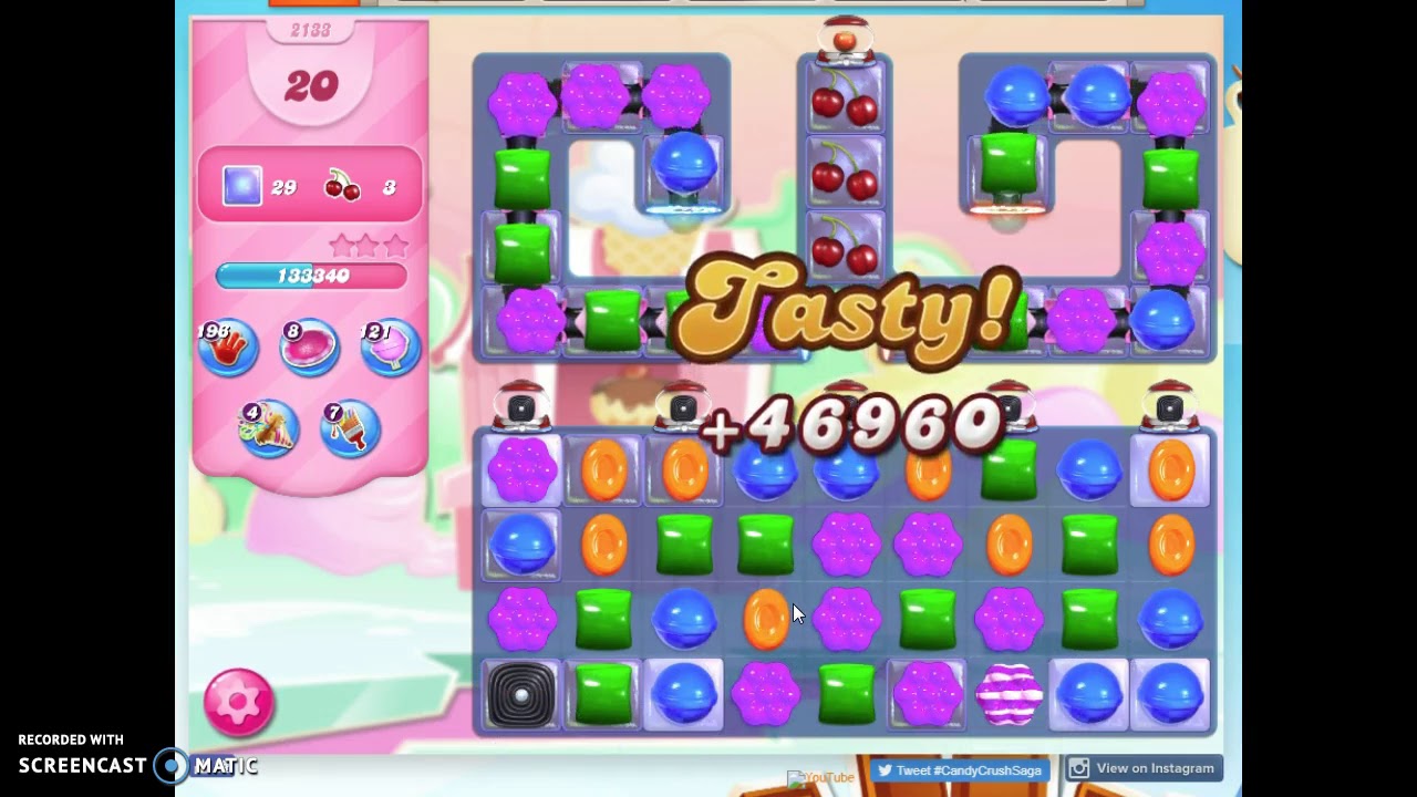 Candy Crush Level 2133 Audio Talkthrough, 2 Stars 0 Boosters