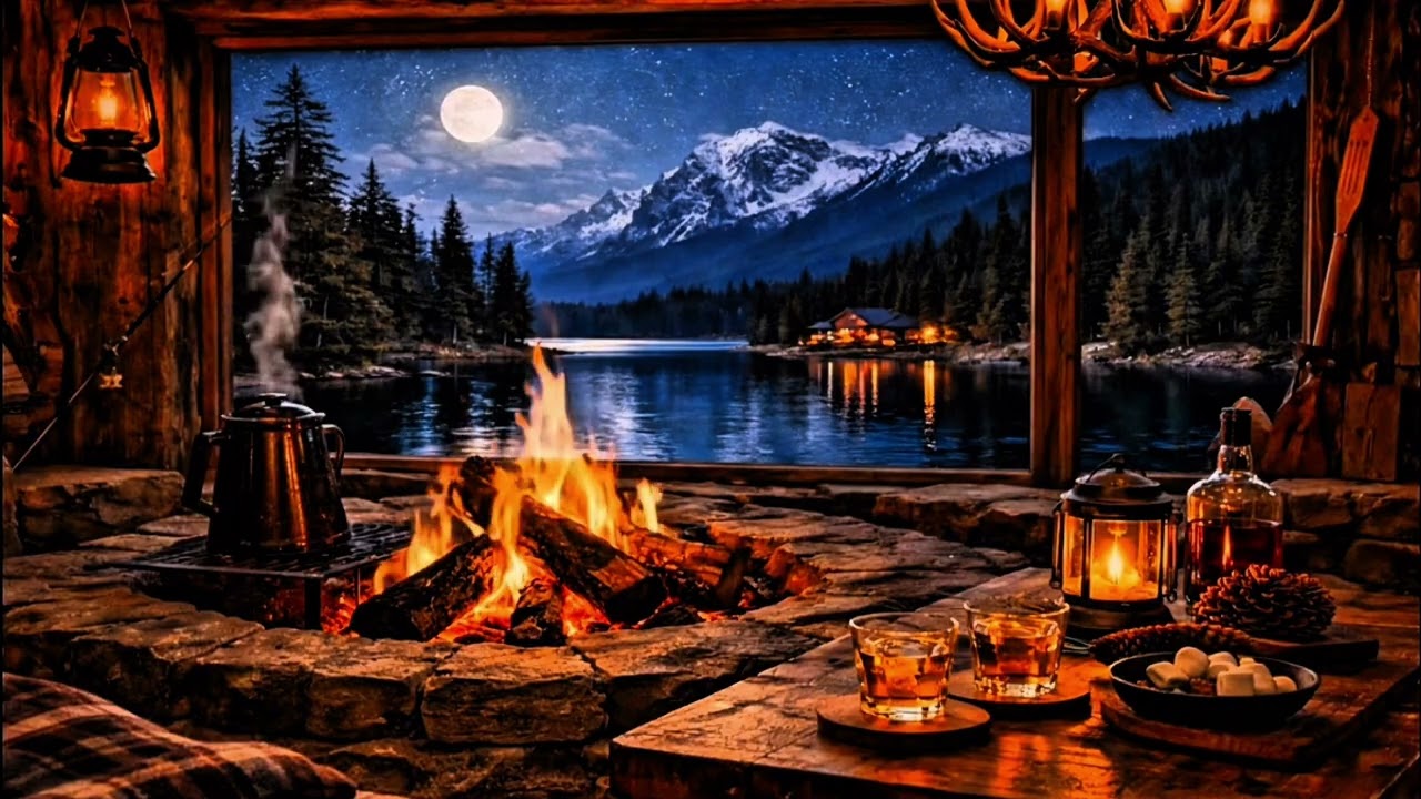 4K Fireplace Ambience | Cozy Cabin Night | 75 Minutes Ultra HD Screensaver