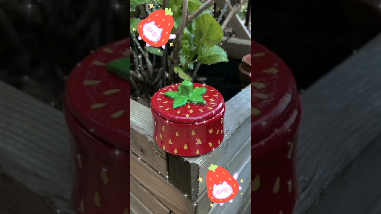 🍓&bull;Tutorial de como hacer un joyero de fresa con arcilla&bull;🍓#aesthetic #fresa #joyero #arcilla