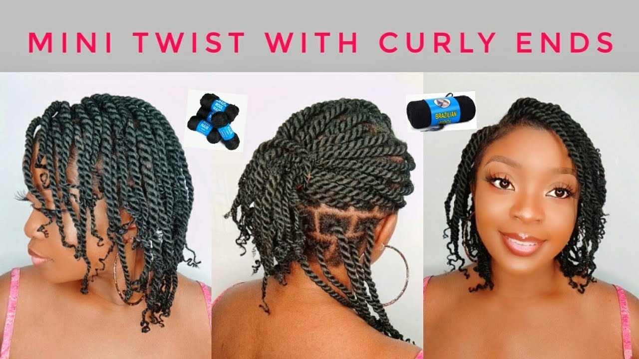 Mini Twist Tutorial W|Curly Ends| Using Brazilian Wool| Protective Hairstyles