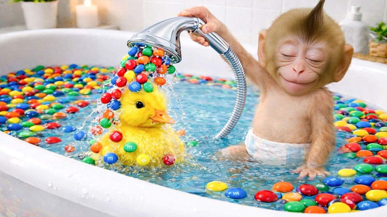 Bebé Mono Nana vende gelatina arcoíris y enfrenta el desafío del tanque dorado arcoíris 🌈🚜🥇