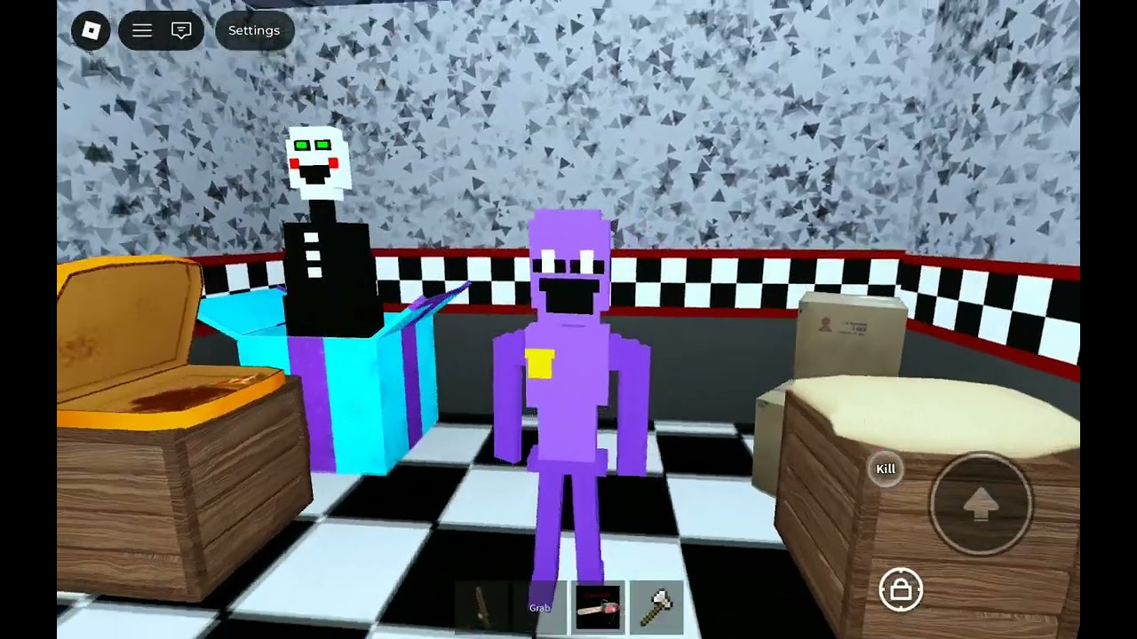 Different fnaf deaths in bip (bloxxer in purple)