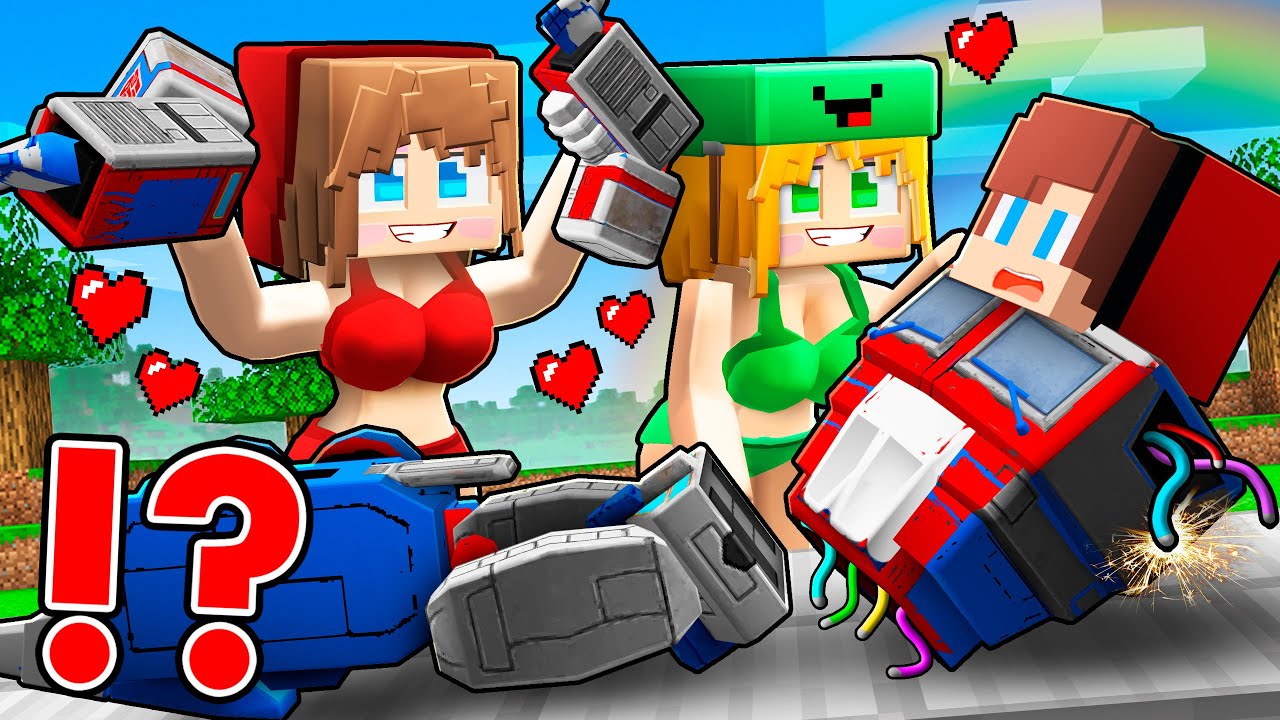 CRAZY Girls Took Apart JJ Transformer! Mikey Saves JJ OPTIMUS PRIME in Minecraft - Maizen