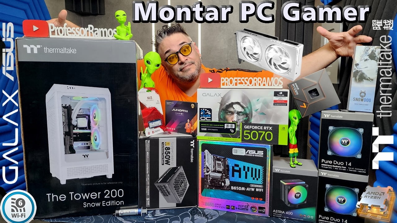 Como MONTAR um PC Gamer AM5 para jogar em QuadHD 1440p 🌟 RTX5070 no Thermaltake THE TOWER 200