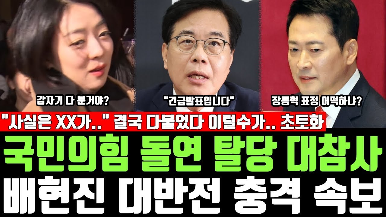 국민의힘 돌연 탈당 대참사, 배현진 대반전 충격 속보, 