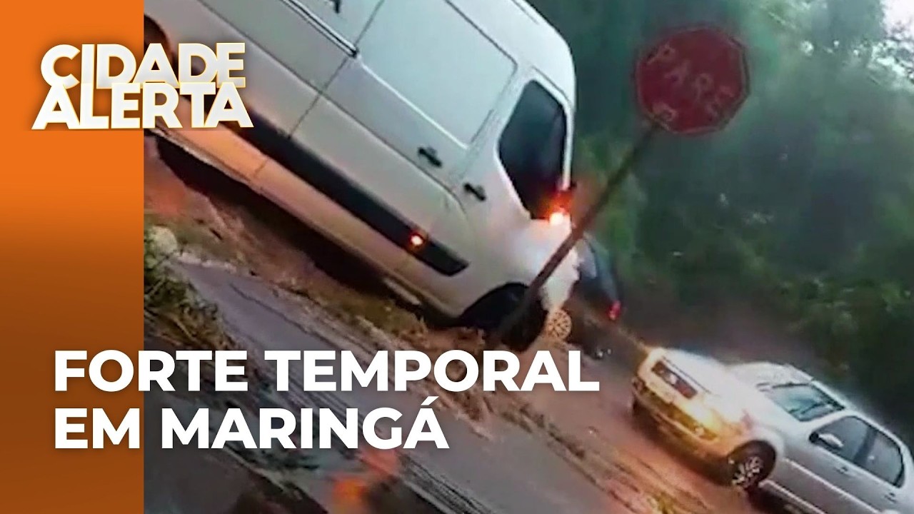 Defesa Civil emitiu alerta no início da tarde em Maringá;chuva forte causa alagamentos e transtornos