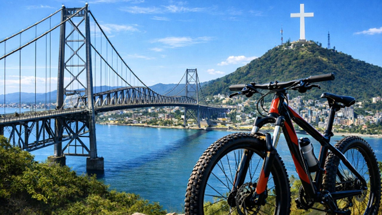 Fomos de bike até o Morro da Cruz em Florianópolis!