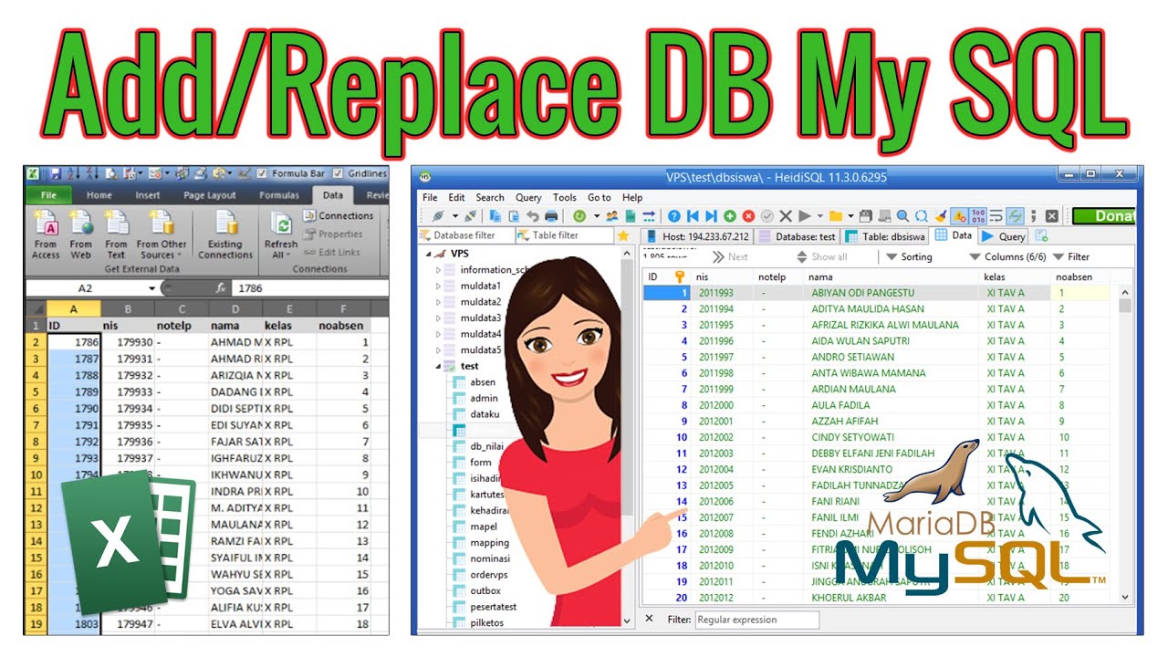 MENAMBAH REPLACE DATA BASE MYSQL FOR EXCEL APLIKASI WA AUTORESPON