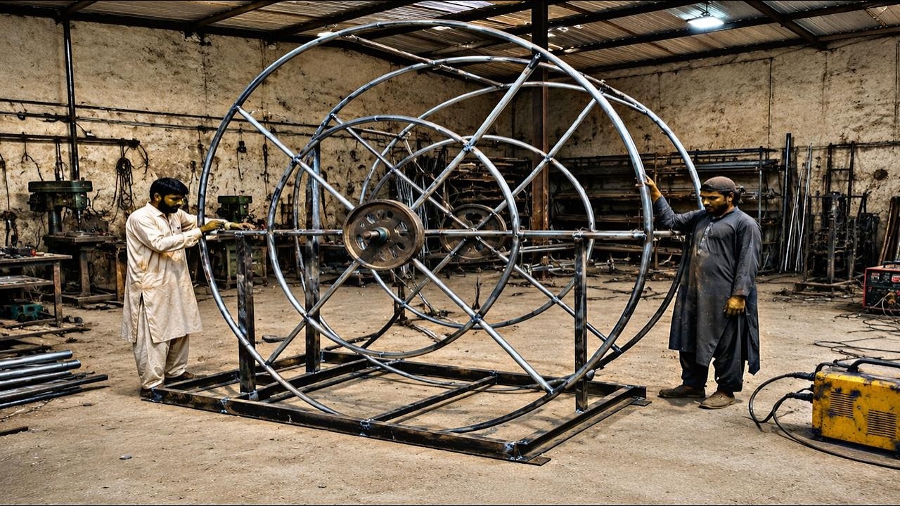 How Giant Ferris Wheels Are Made in Local Workshops | Amazing Steel Fabrication Skills