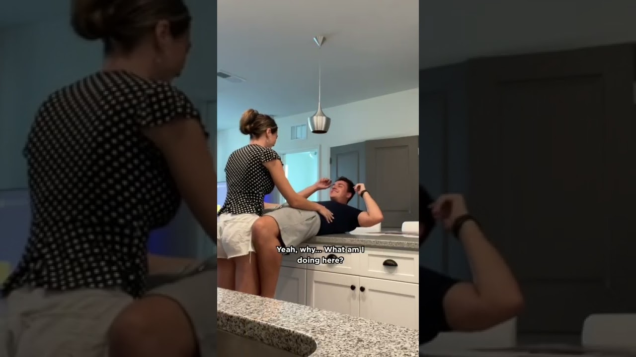 putting my husband on the counter to see his reaction #shorts