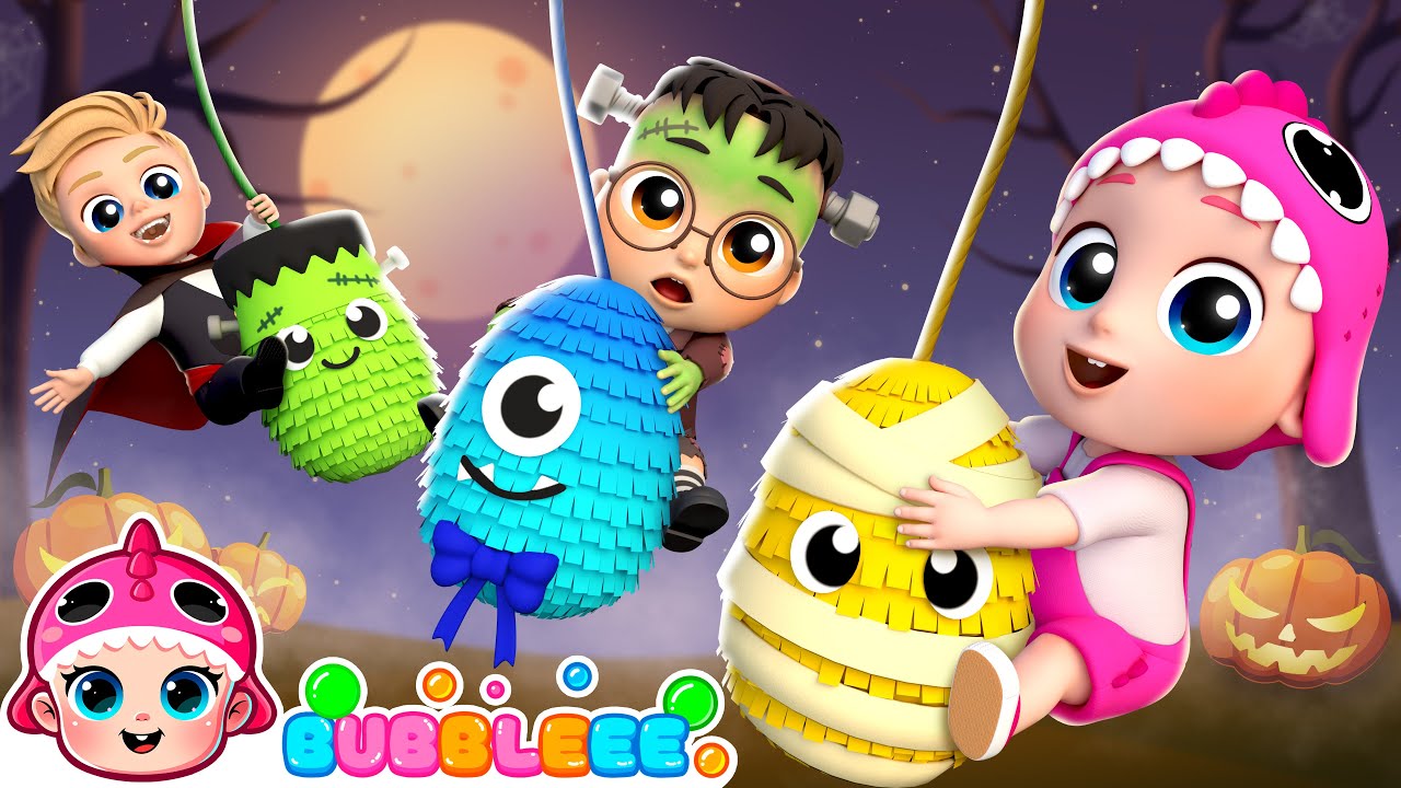 Crack the Egg Halloween Piñata! 🎃 | One, Two, Three Songs 🦖 + More | Bubbleee - Nursery Rhymes