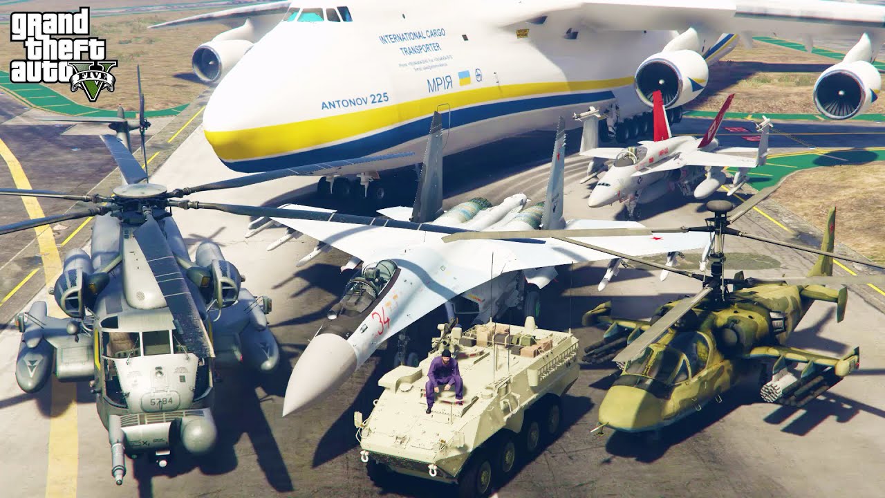 GTA 5 - Stealing Military Vehicles with Michael! [USA & RUSSIA] | (Real Life Cars) #96