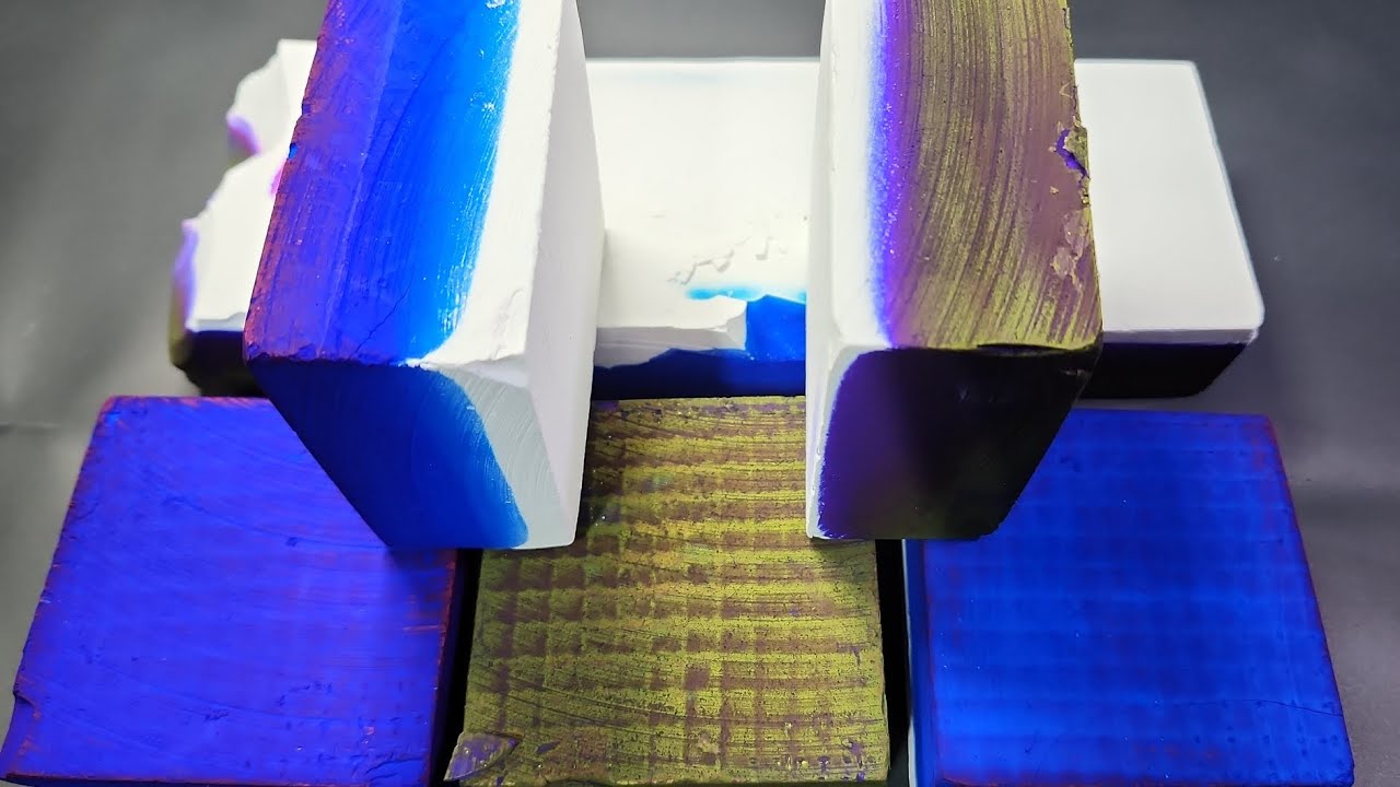 Purple and Blue Dyed Chalk Blocks I Dusty | Crispy | ASMR I Oddly Satisfying