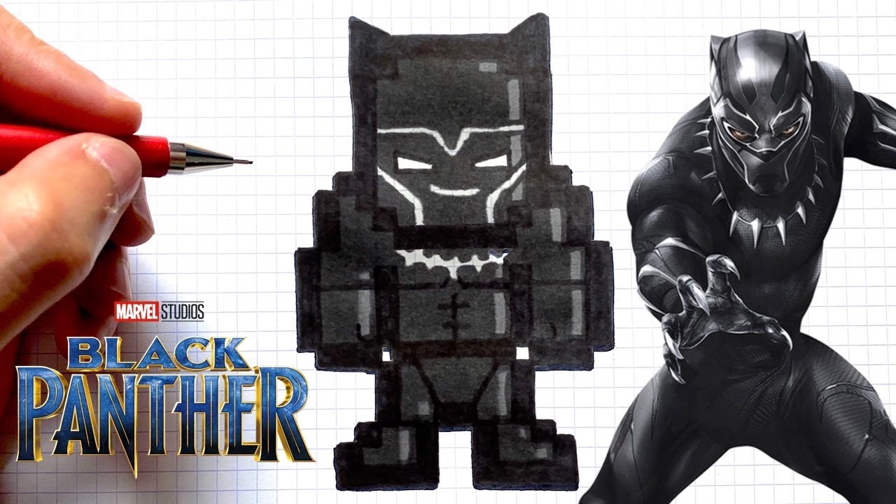 TUTO DESSIN BLACK PANTHER CHADWICK PIXEL ART MARVEL