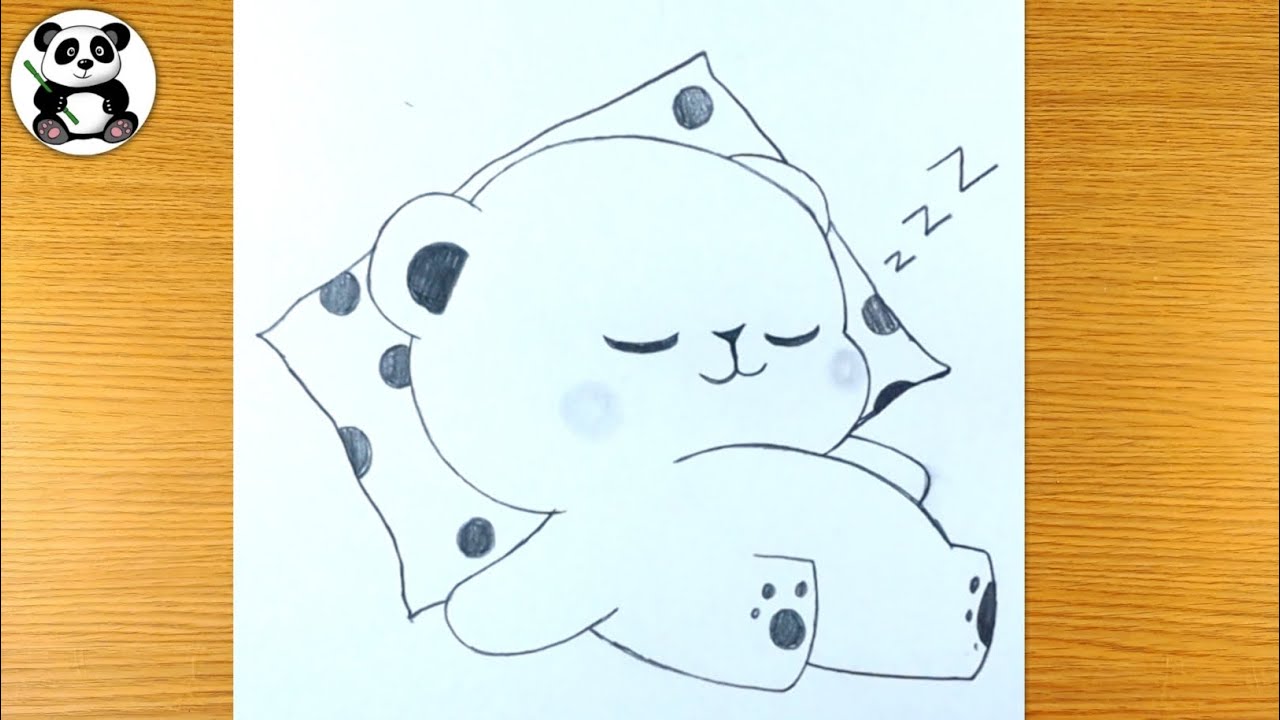 Cute sleeping teddy bear animal pencil drawing | lovely animal art@TaposhiartsAcademy