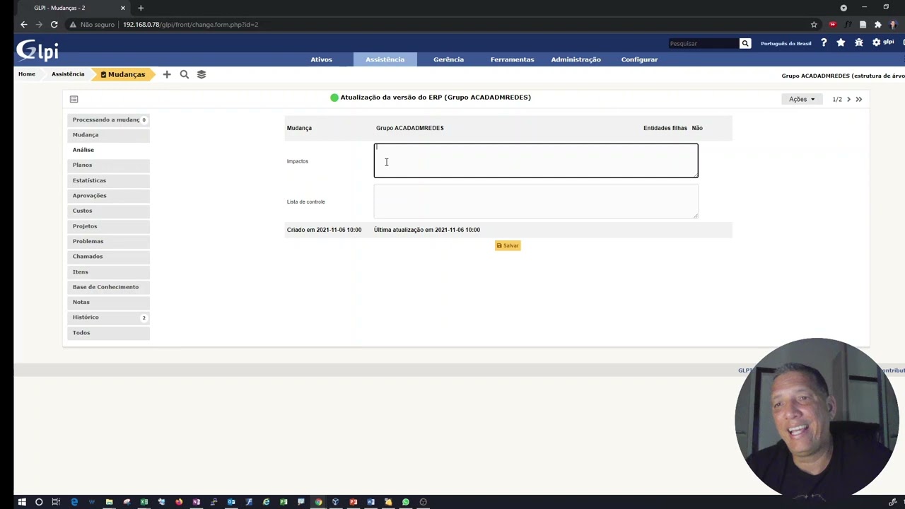 Gerenciamento de mudanças no GLPI