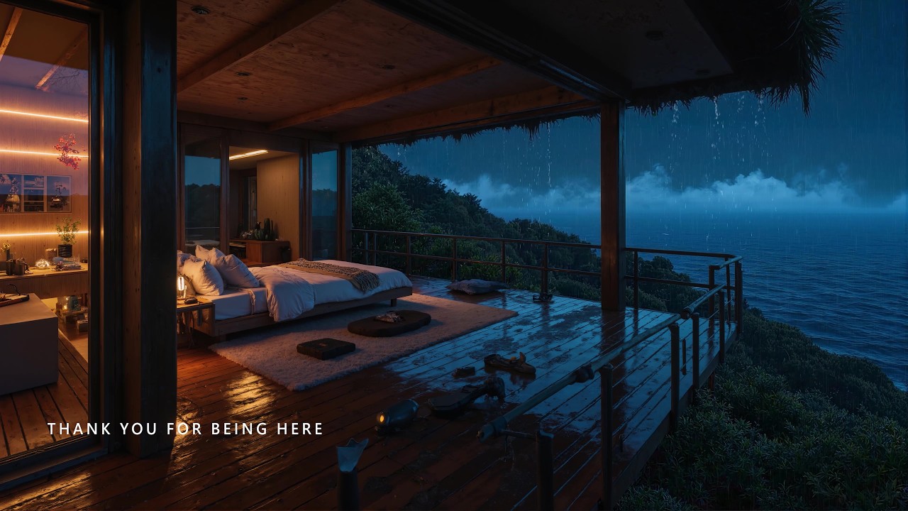 Serene Ocean Waves, Soft Piano & Rainfall Sounds for Deep Relaxation | 4K