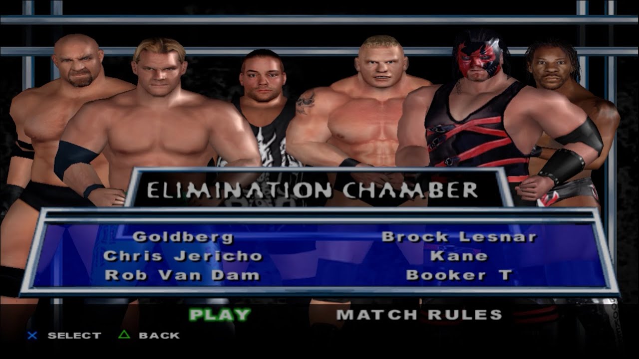 WWE SmackDown! HCTP -Goldberg,ChrisJericho,RVD,BrockLesnar,Kane,BookerT (ELIMINATION CHAMBER)