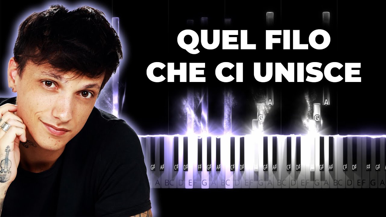 Ultimo - Quel filo che ci unisce - piano karaoke instrumental cover, testo