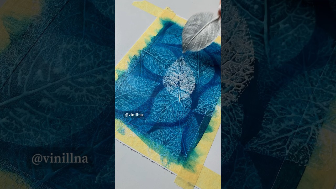 Depth leaves painting / Ocean painting / Leaf painting / Leaf imprints / Leaf art