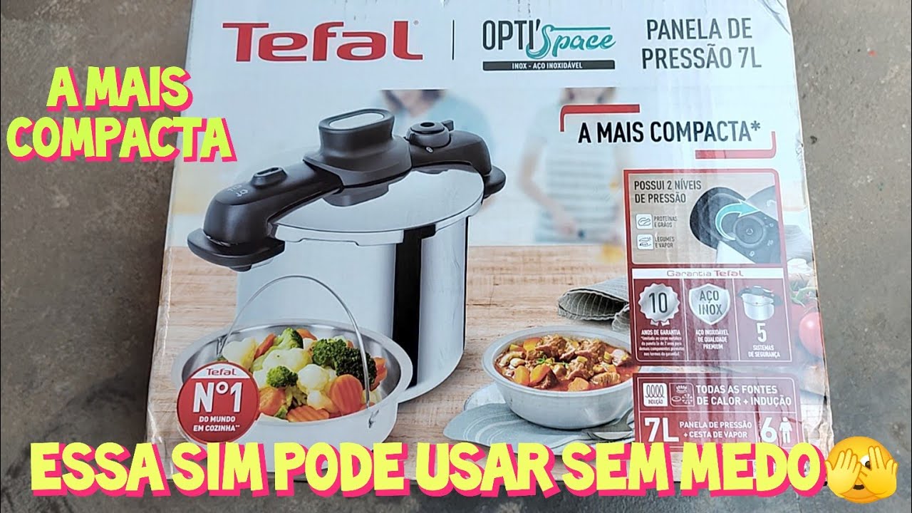 PANELA DE PRESSÃO TEFAL 7L DE INOX COM 1O ANOS DE GARANTIA