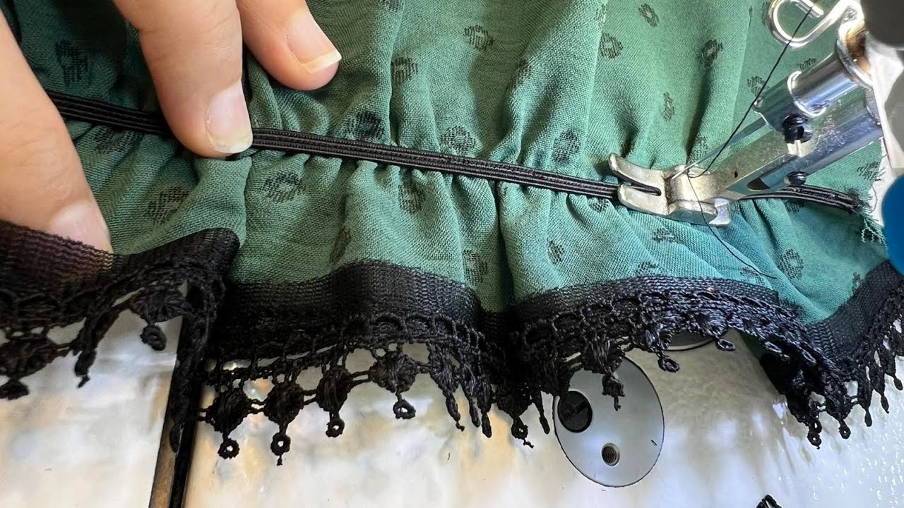 خیاطة ردن مع لاستيك و دانتيل