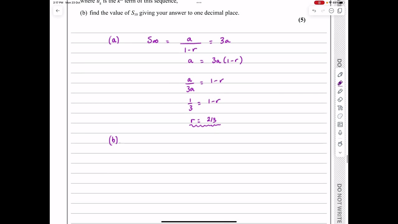 IAL, Edexcel, Oct 2022, P2, Q8, Sequences and Series, Geometric, Sum to Infinity, Pure, WMA12/01