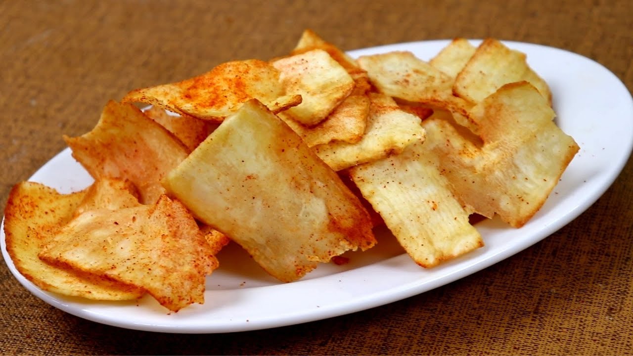 மரவள்ளி சிப்ஸ் | Snacks Recipe In Tamil | Maravalli Kizhangu Chips