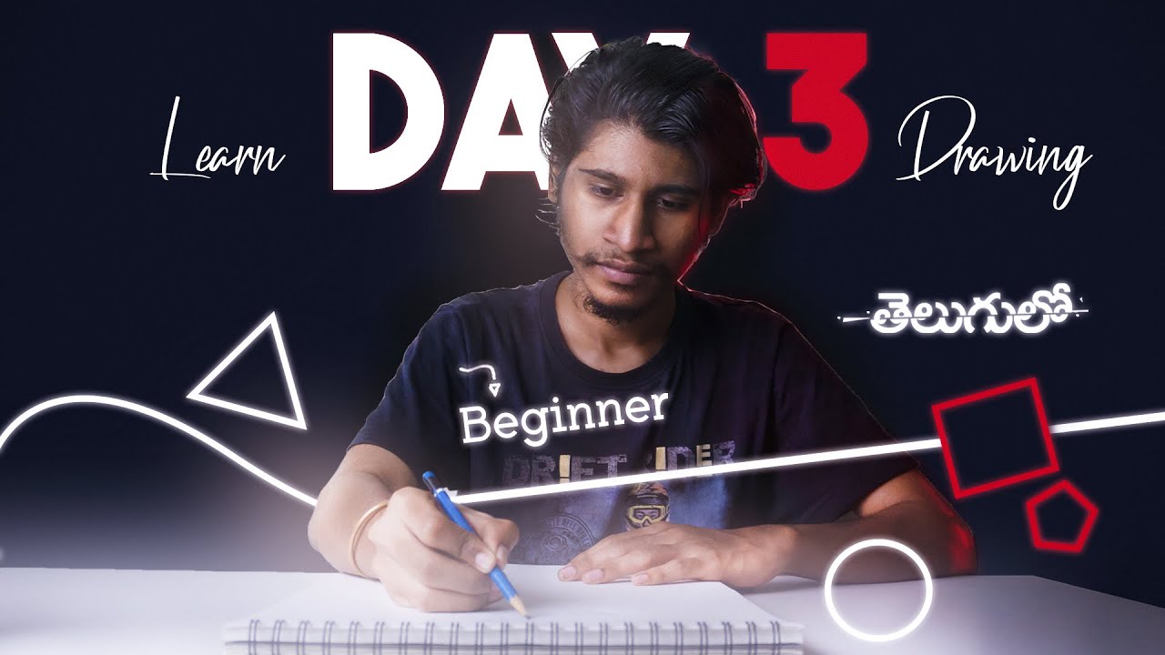 DAY-3 Learn Drawing For Beginners In Telugu { Line Practice } By Prudhvi Art World