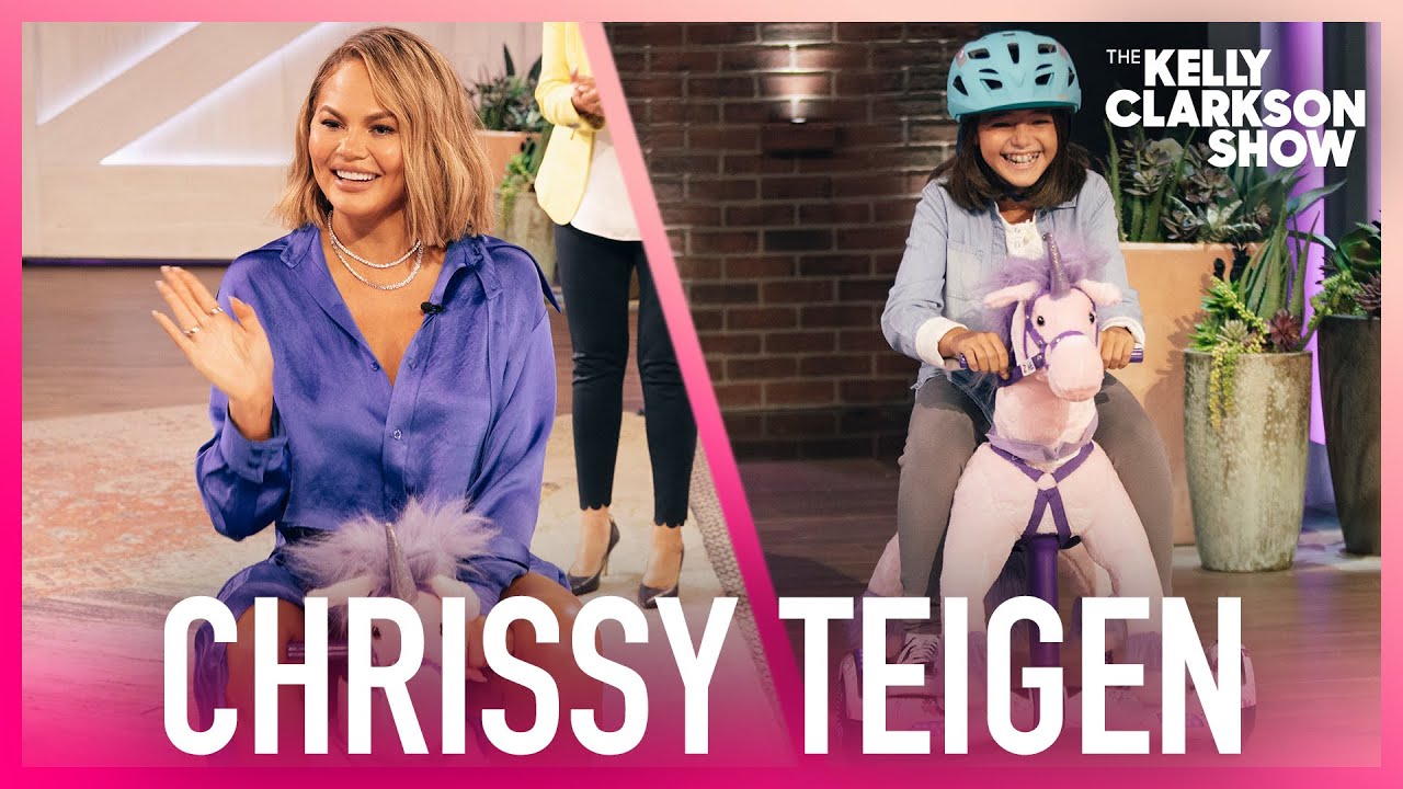 Chrissy Teigen Rides The Power Pony And Meets 10-Year-Old Inventor