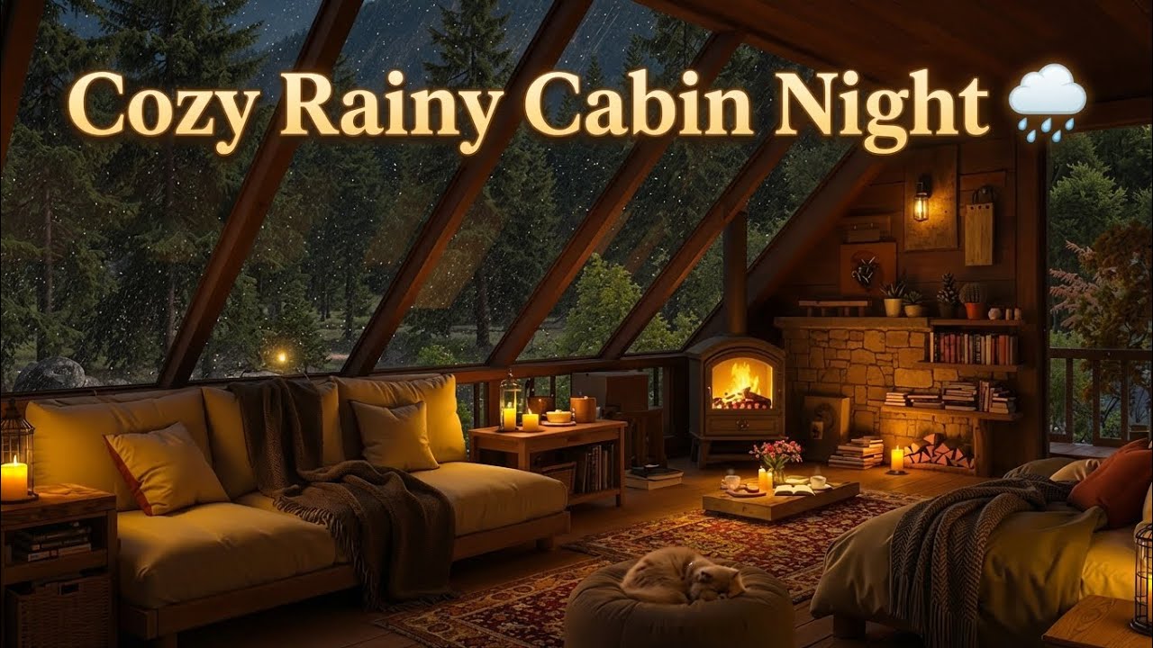 Cozy Rainy Cabin Night 🌧️ Deep Rain Sounds for Sleeping & Relaxation
