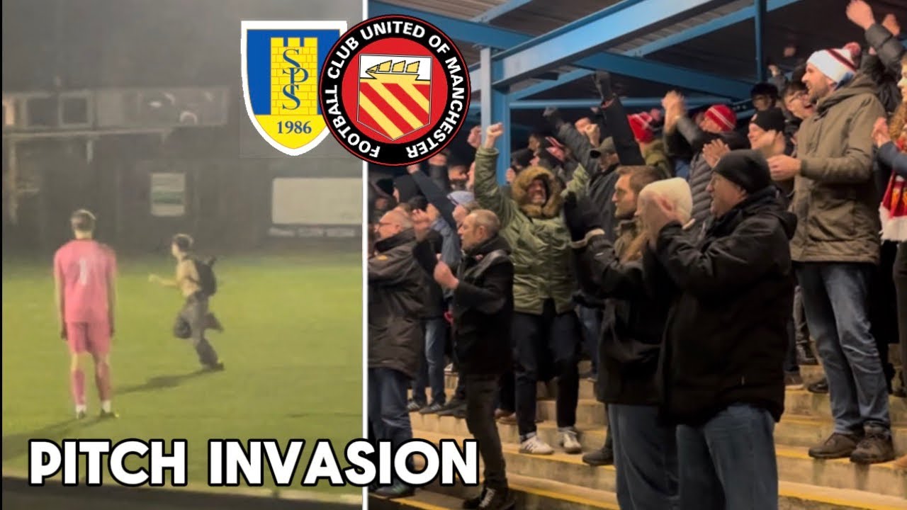 BIZARRE PITCH INVASION AS FC UNITED OF MANCHESTER GO 3RD IN THE LEAGUE!