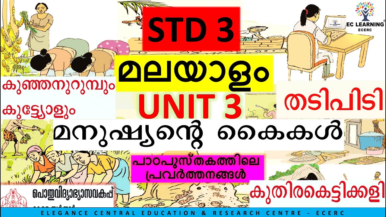 STD 3 മലയാളം മനുഷ്യന്റെ കൈകൾ   | പാഠപുസ്തകത്തിലെ പ്രവർത്തനങ്ങൾ  | Ec Learning | ECERC | #scert