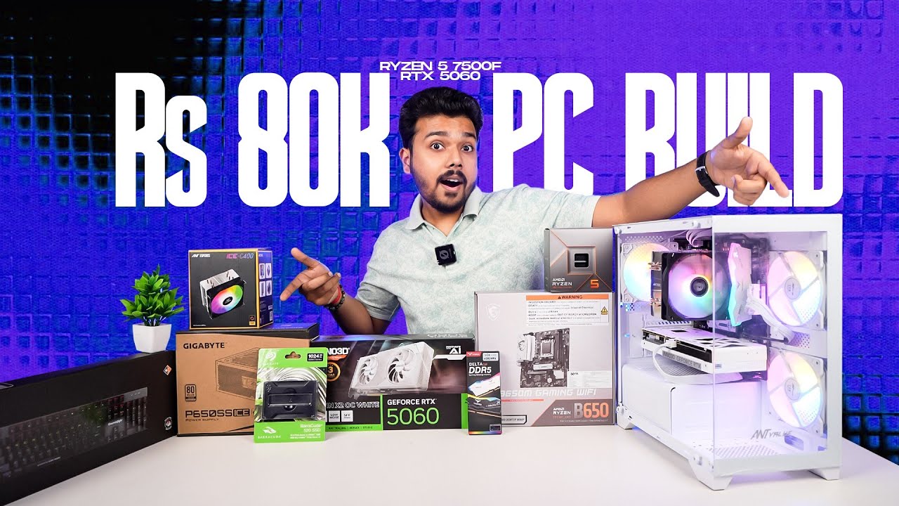 💸 Best Rs 80,000 Gaming & Editing PC Build | Ryzen 5 7500F and RTX 5060🔥